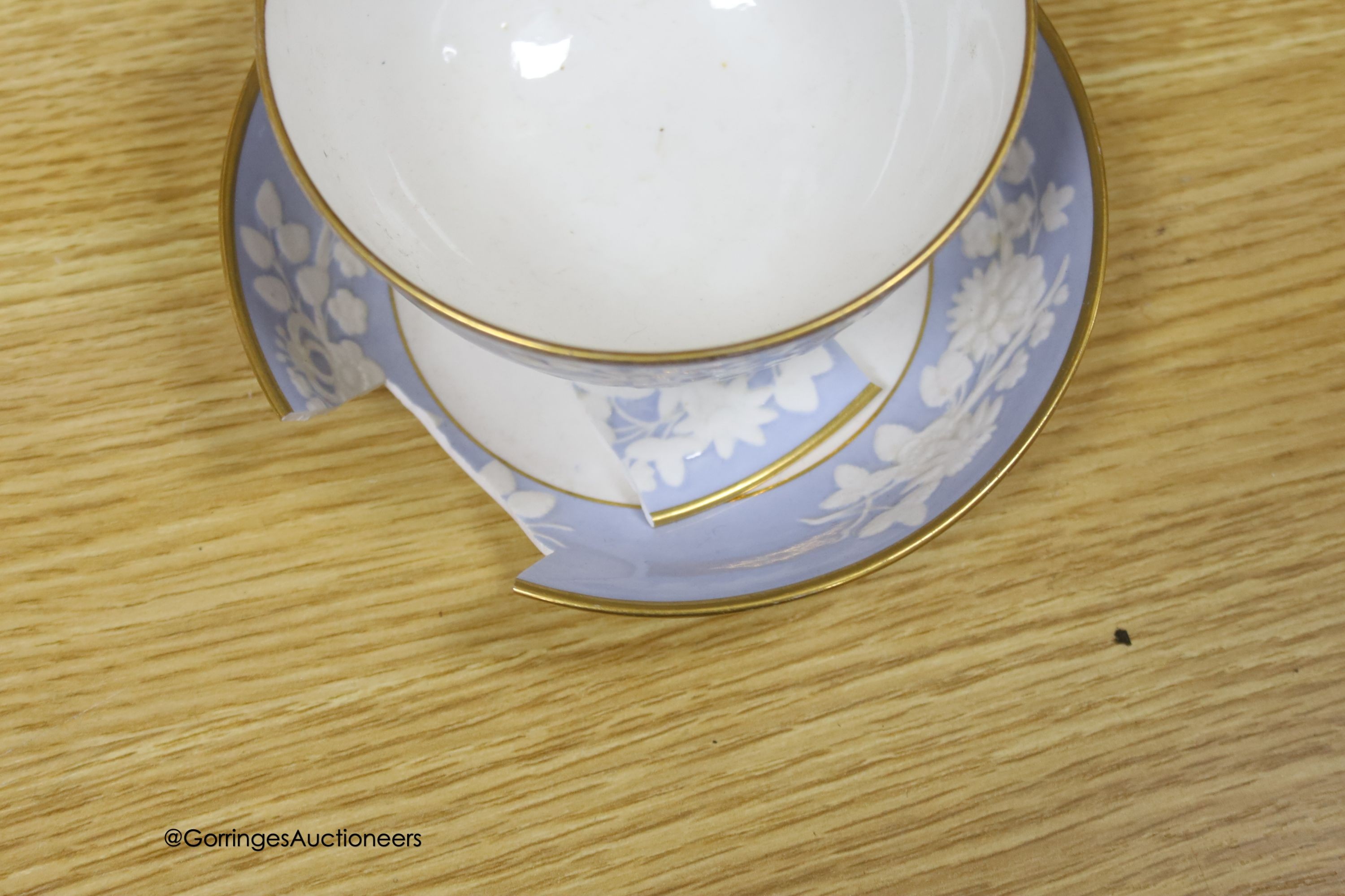 A Spode part tea and coffee set, with cabaret tray, c.1820, pattern no.2036, lidded sugar bowl is pattern 2010